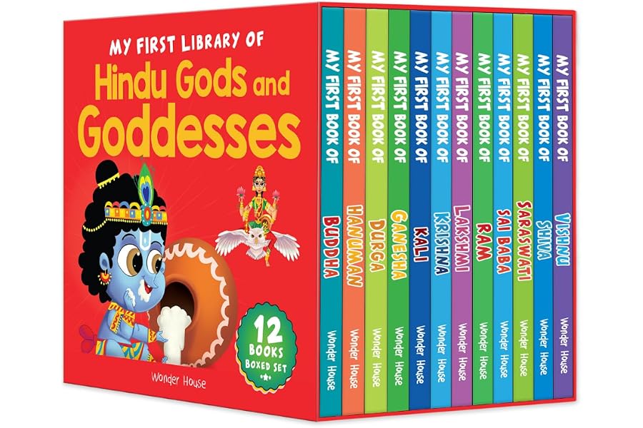 036_my-first-library-of-hindu-gods-and-goddesses-12-board-book-set-age-26-ye My First Library Of Hindu Gods And Goddesses (12 Board Book Set) Age 2–6 Years | Illustrated Spiritual Stories | Indian Mythology | Ganesha | Krishna | Shiva & More | Early Learning | Latest Edition - Image 1